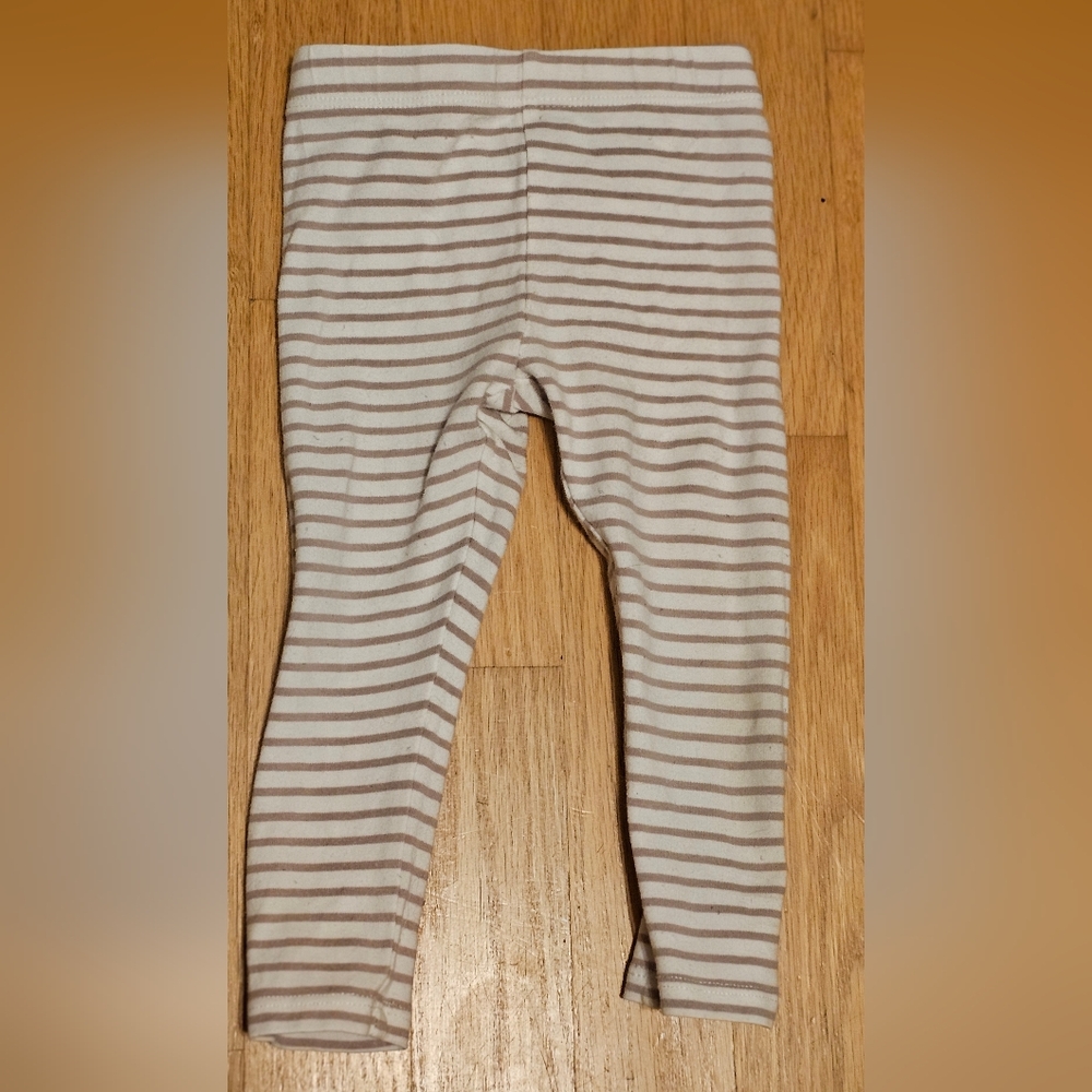 (3 for$20) Brown and beige striped leggings, 6-9M on tag could be worn 3-9M